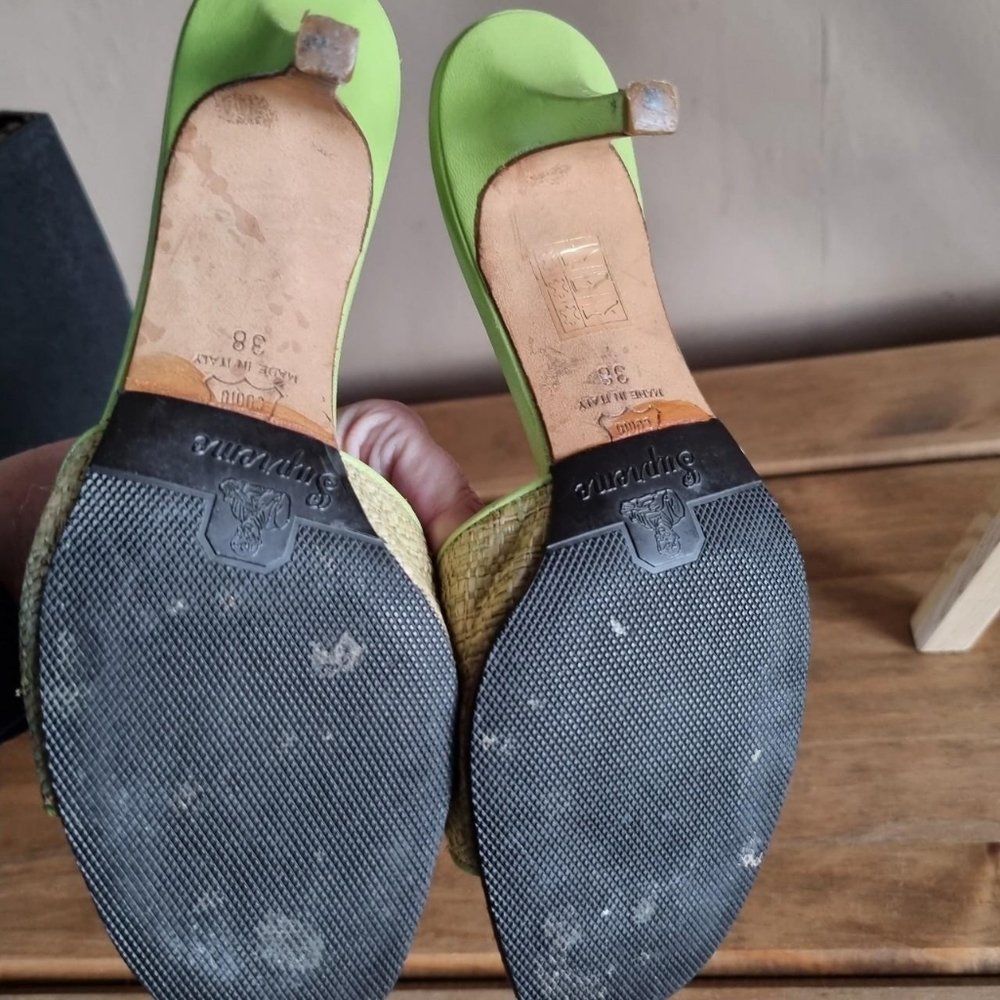 Jimmy choo leather/textile slip On kitten heelsSize 38 uk 5 - Picture 4 of 4